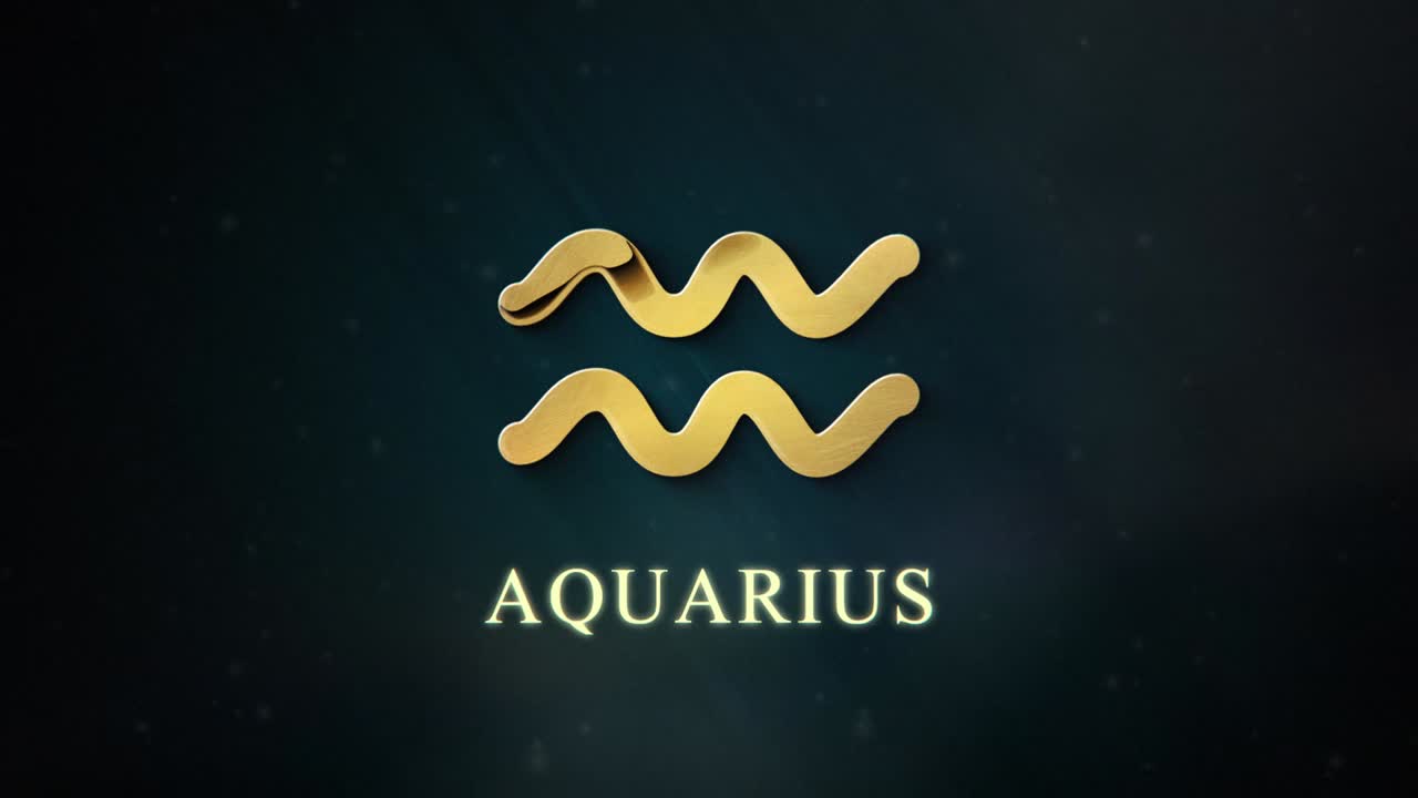 intro 3d en oro del signo astrológico acuario