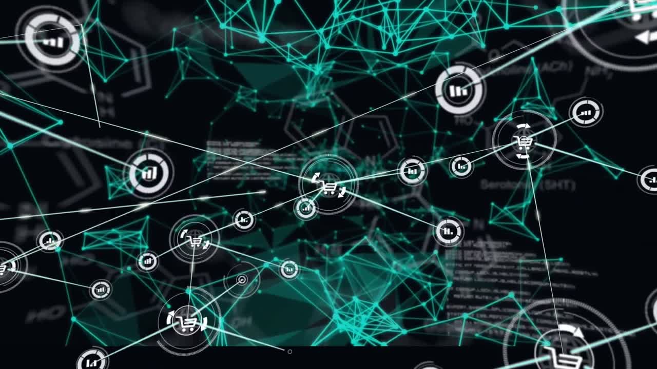 animación del procesamiento de datos a través de conexiones de red