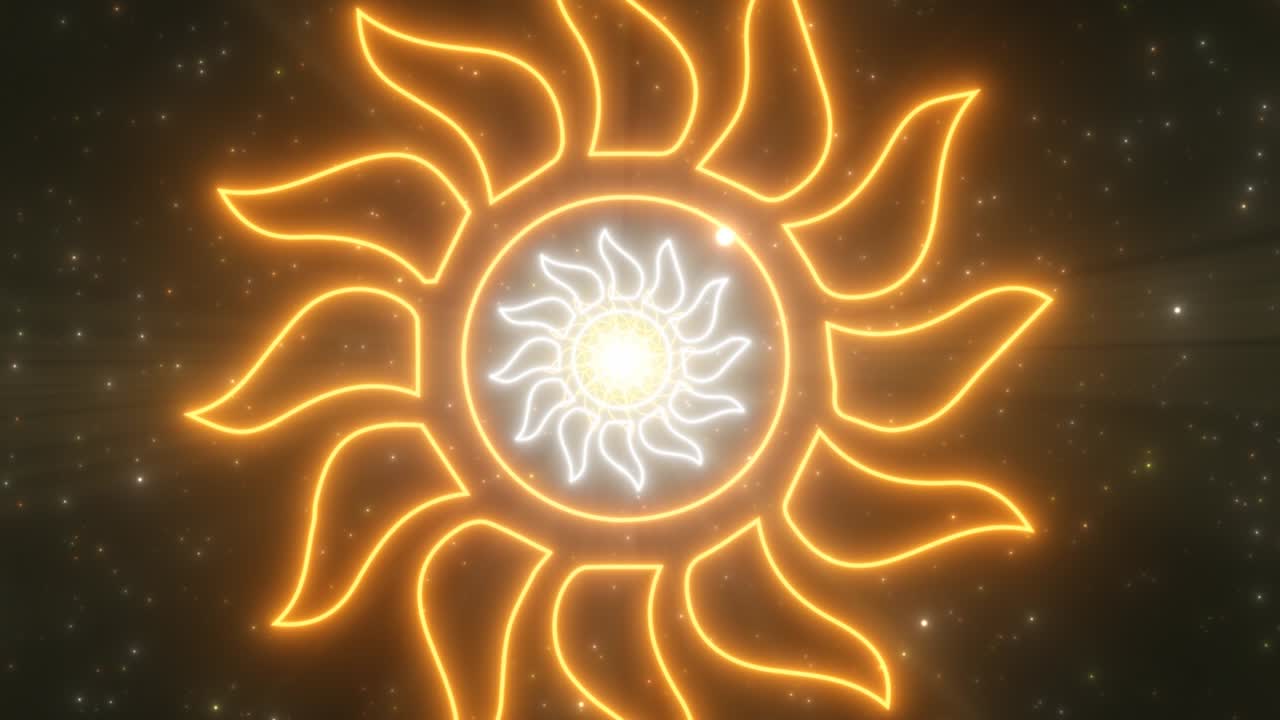 el sol de verano ardiente conforma el contorno las luces de neón el portal del túnel se mueve - 4k movimiento de bucle de movimiento sin costuras de fondo de animación