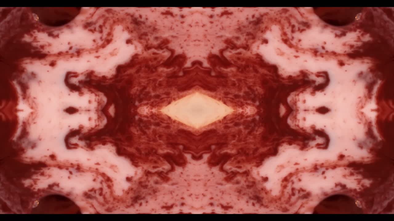 Abstract Red and White Fluid Kaleidoscope Pattern