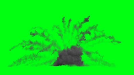 exploision isolate on green screen 4k. dust. realistic fire simulation.