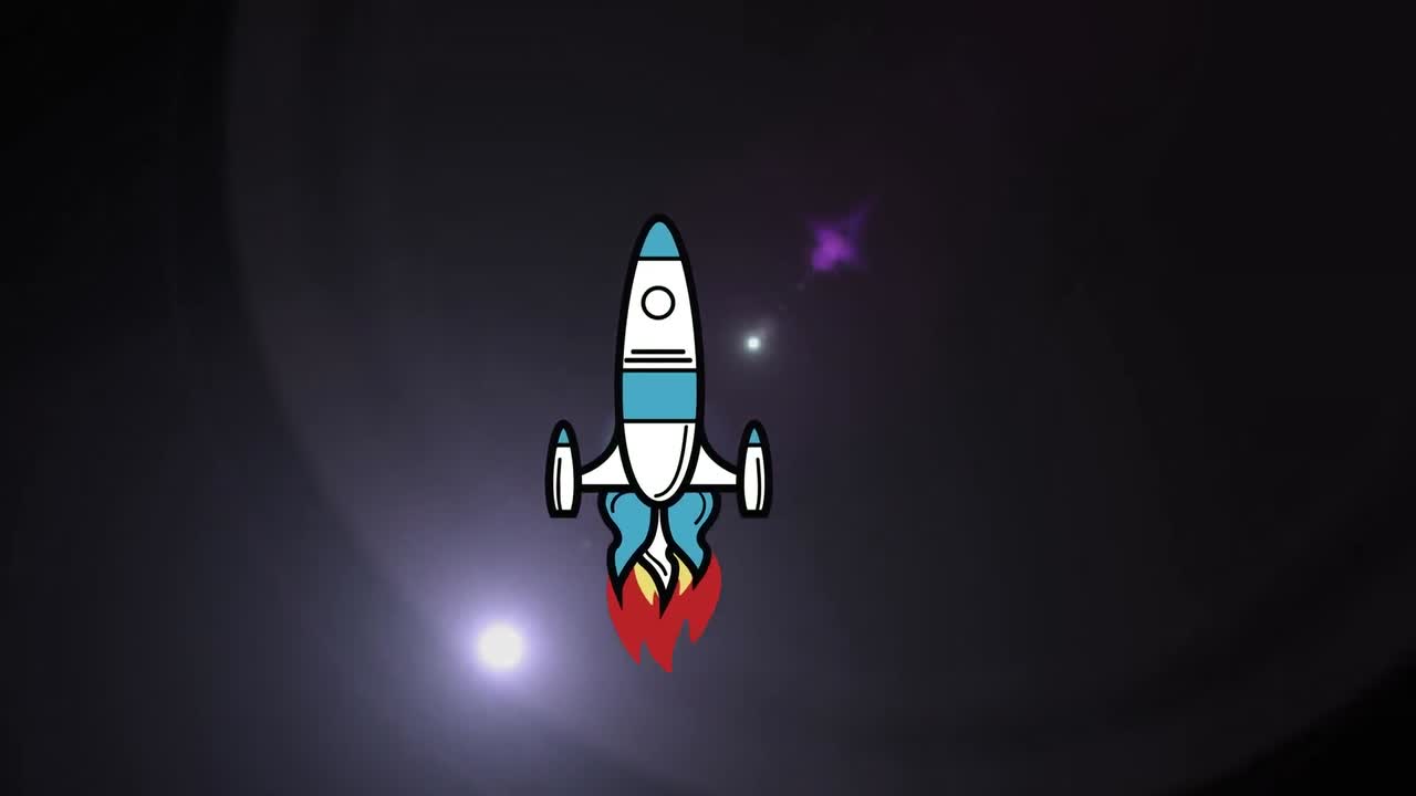 Animation of sky rocket launched over lens flares against abstract background