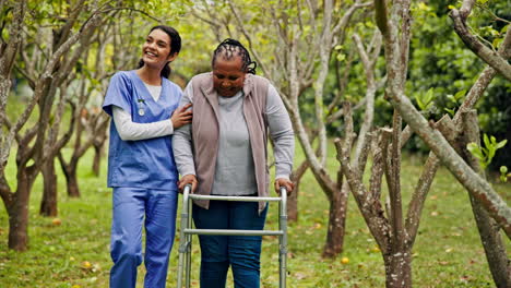 senior care, old woman with walker