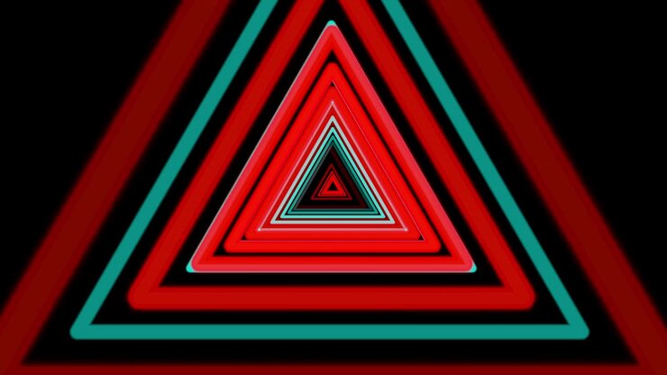 Beautiful multicoloured abstract neon triangles background animation seamless loop.