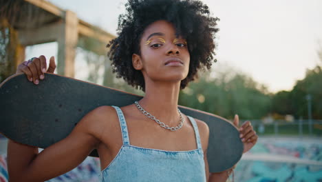 young woman with skateboard