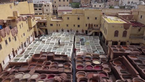 tanneries in fes. tanks with color for leather