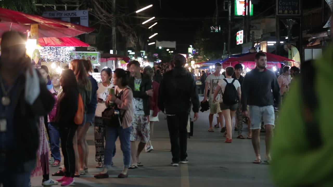 The Vibes Of Local Night Farmer Market in Northern Of Thailand, Selling Street Food and Crops