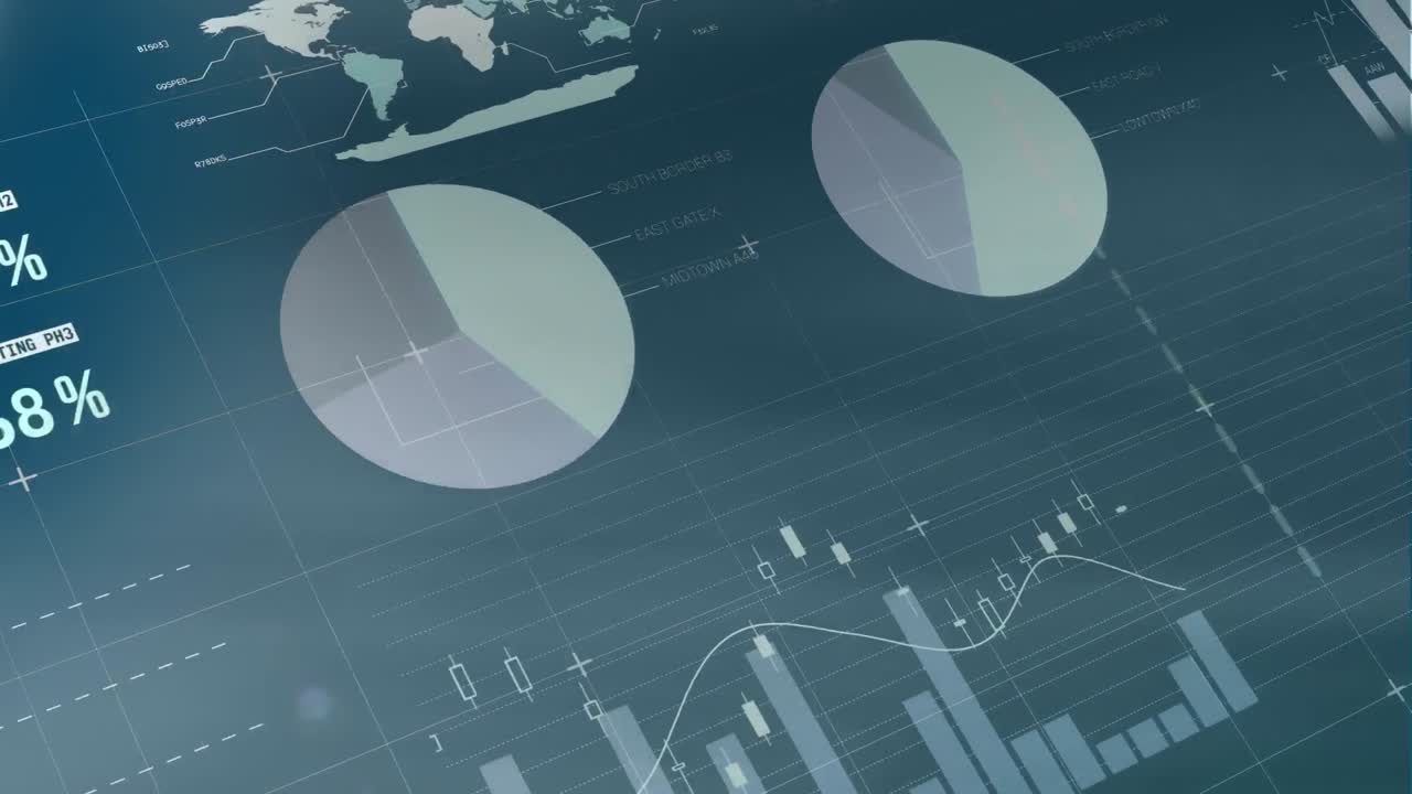 Animation of infographic interface against abstract background