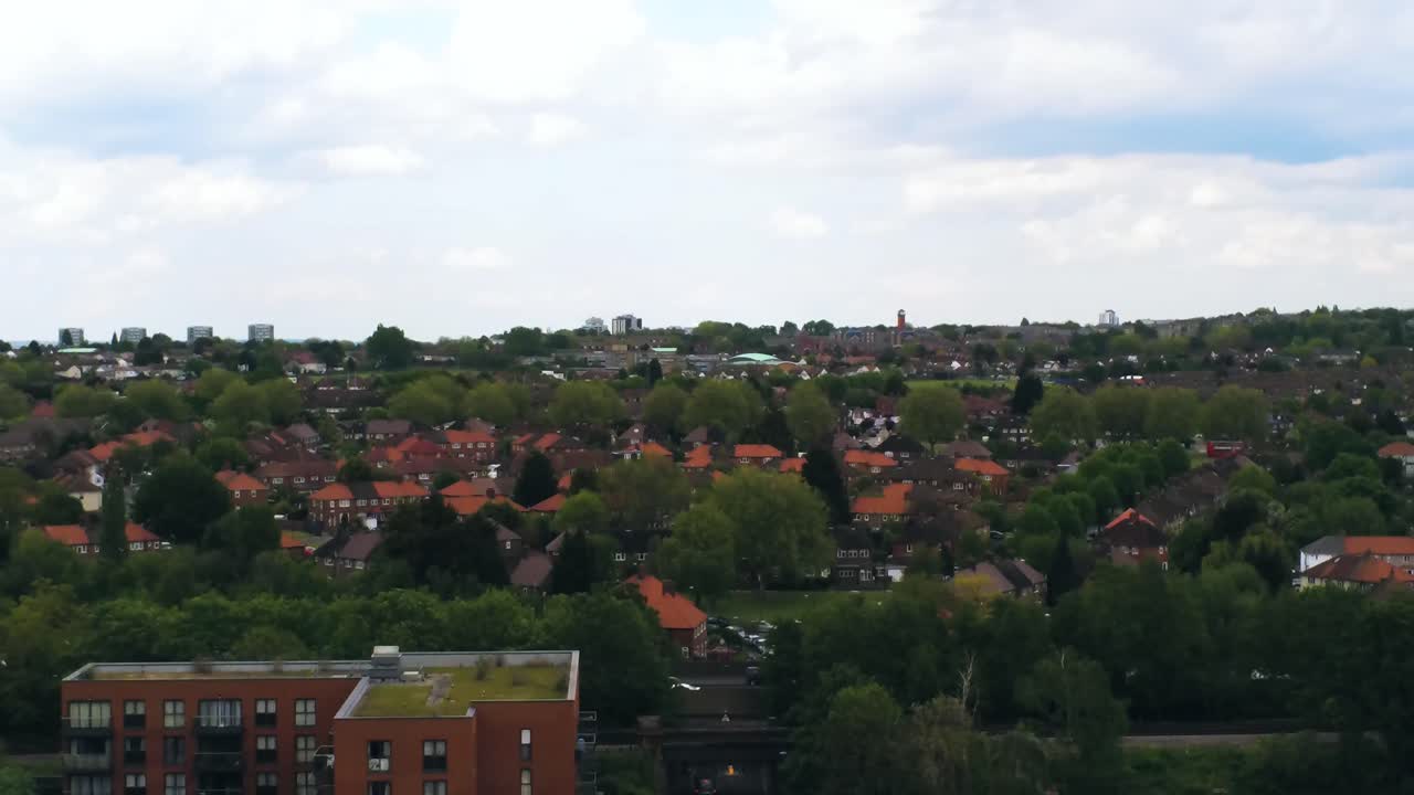 Luchtfoto van de huizen in Londen.