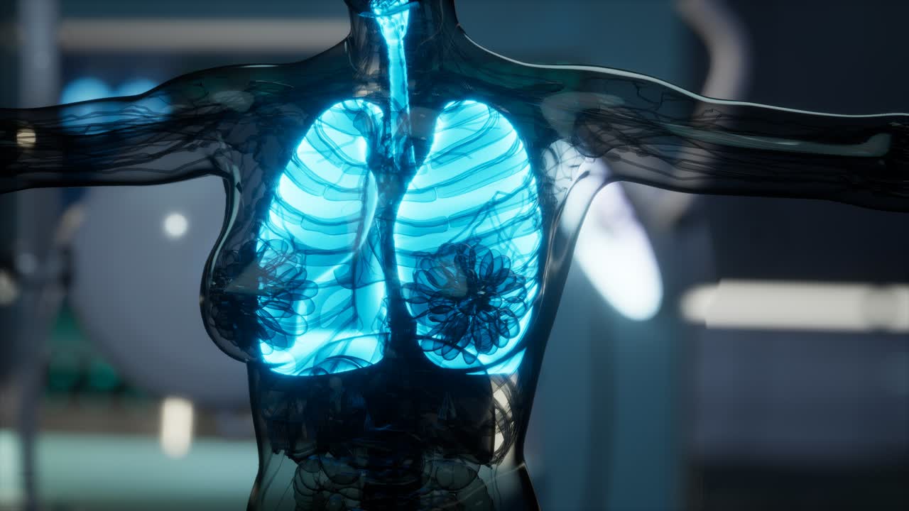 examen radiológico de pulmones humanos en laboratorio