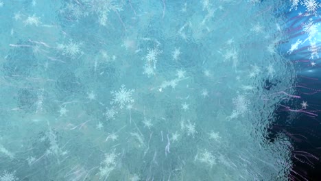 Animation-of-snow-and-frost-on-blue-background