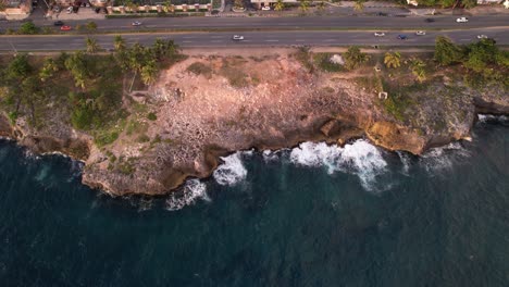 Seaside-Road-in-Malecon-Santo-Domingo-City-and-Sporty-Complex,-Drone