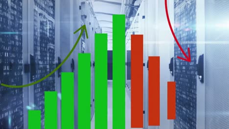 Animation-of-data-processing-over-server-room