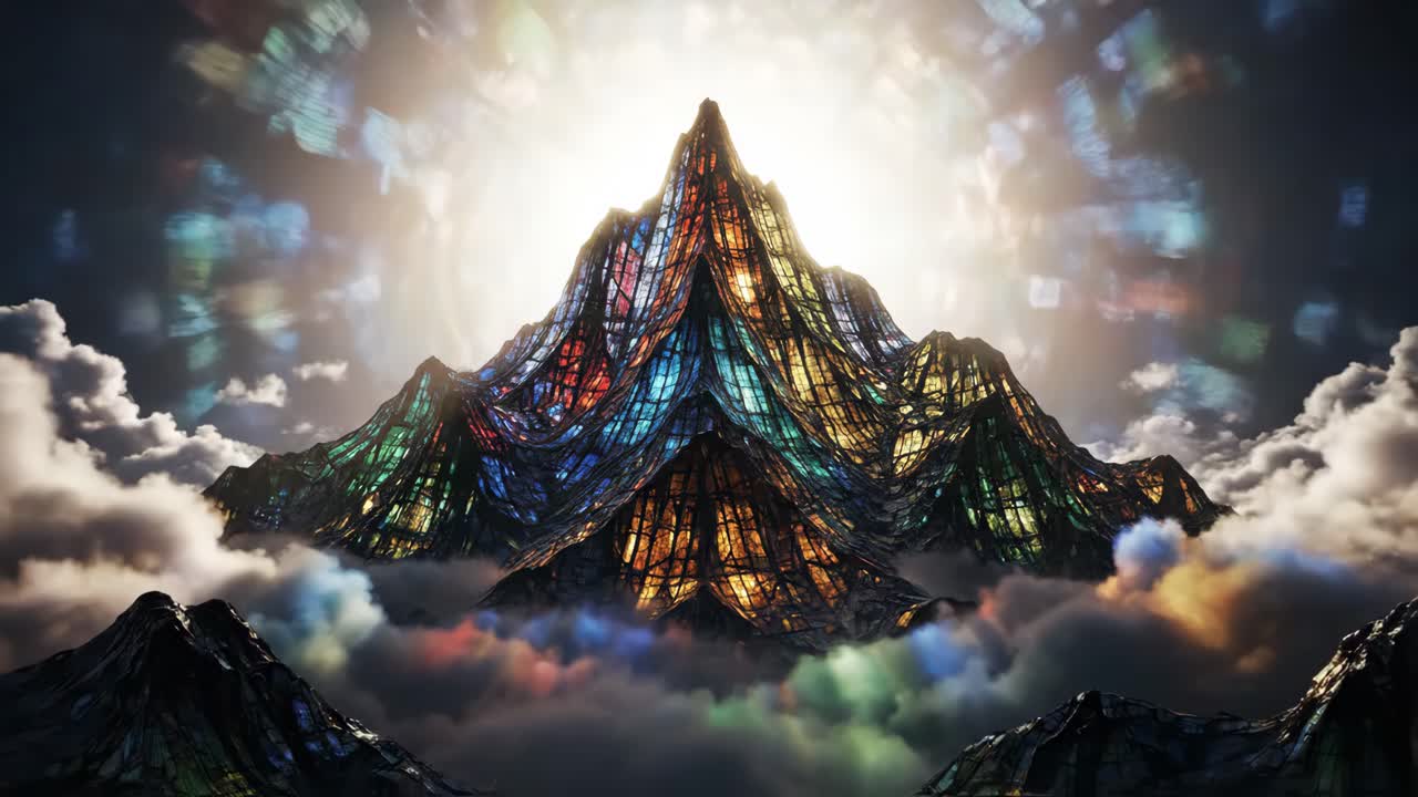 Stained Glass Mountain in the Clouds