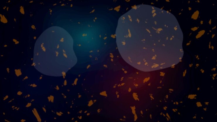 Abstract Motion Background with Floating Organic Shapes and Particles