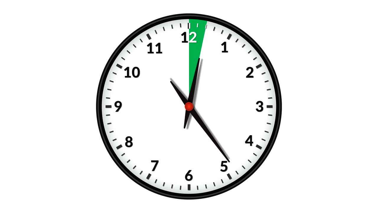 reloj de pared animado que muestra un intervalo de tiempo verde