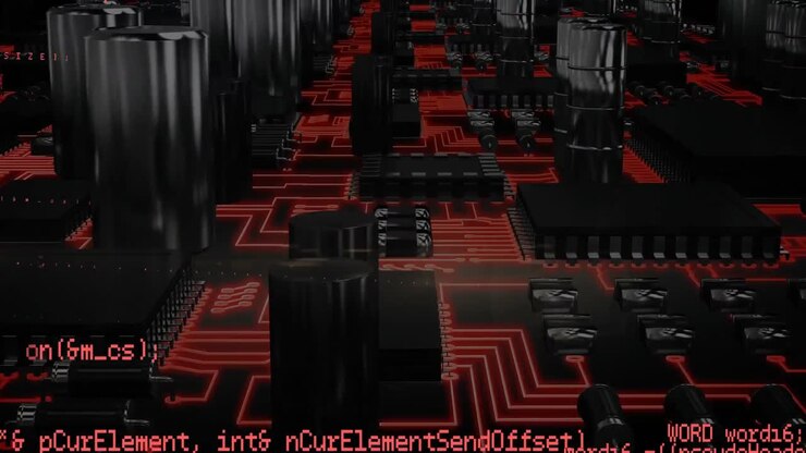 Data on red and black circuit board
