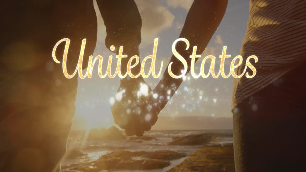 미국 텍스트와 해변 4k에 의해 커플