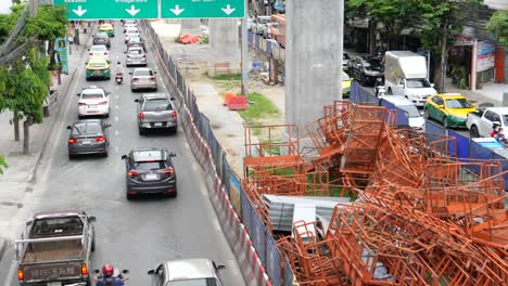 train construction site and city traffic
