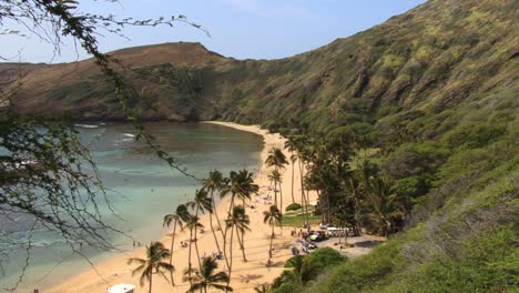 la playa en la bahía de hanauma, barrio hawaii kai del este de honolulu, oahu