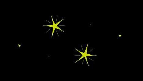 animación estrellas amarillas en forma de chispas sobre un fondo negro.