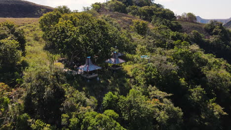 Traditional-Sumbanese-Gazebo-In-Tropical-Forest-Mountains-On-Sumba-Island,-East-Nusa-Tenggara,-Indonesia