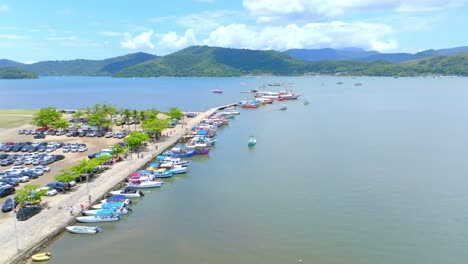 paraty, rio de janeiro rj, brazil, travel in fast, drone footage, artisanal boat port, caisao beach and mountain brazilian culture