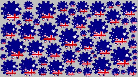 australian flag gears spinning background