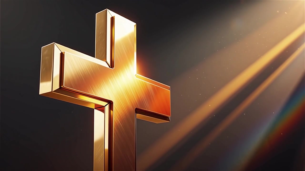 Croce Cristiana Luce Celestiale Sfondo per il Culto.