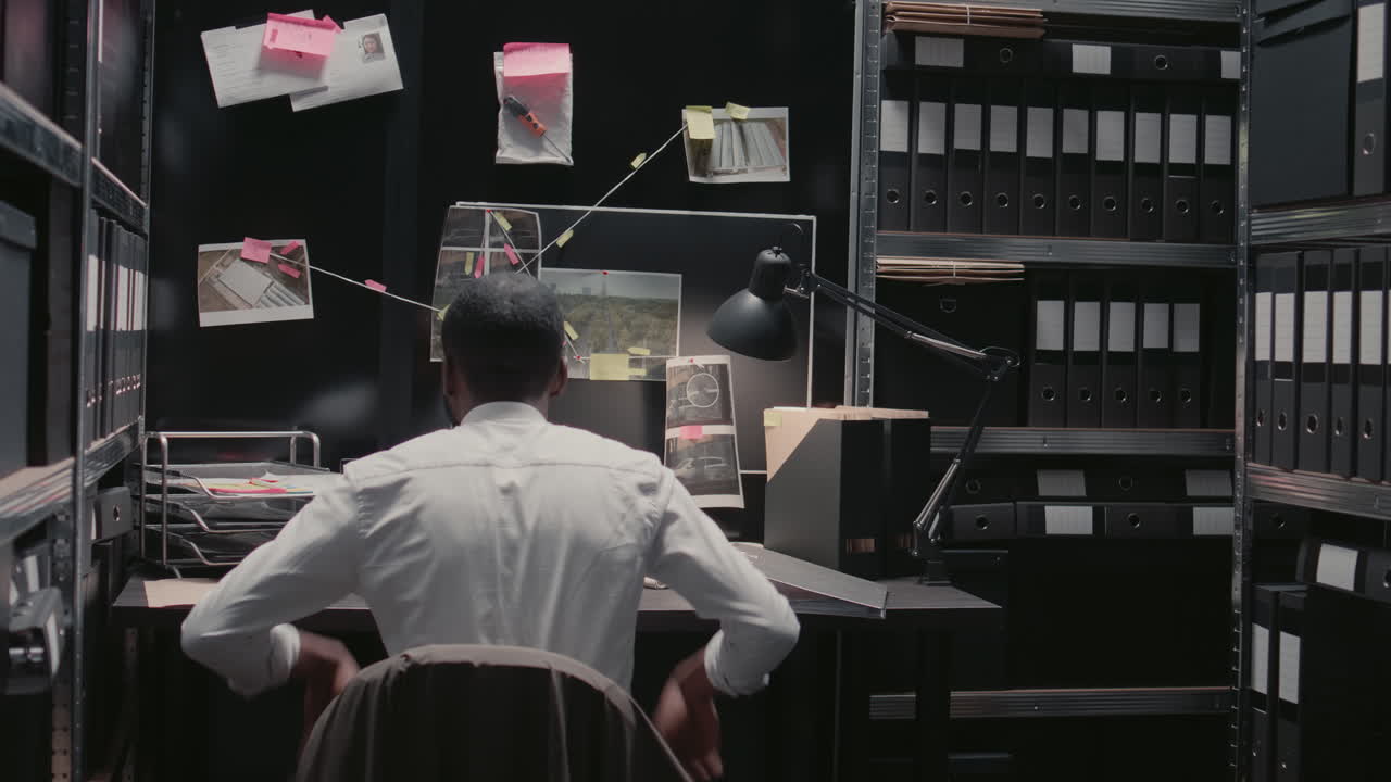 Detective Investigating Evidence in Office