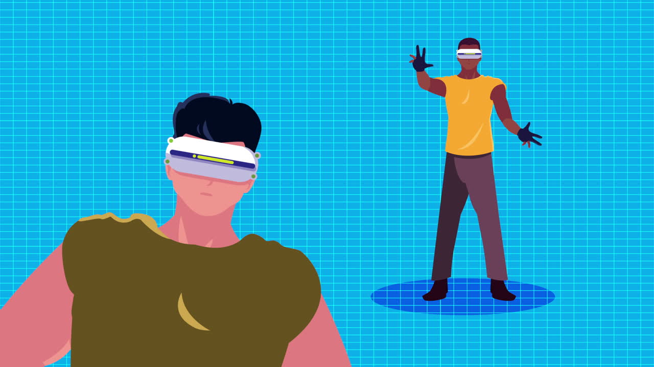 virtual reality tech animation with male users
