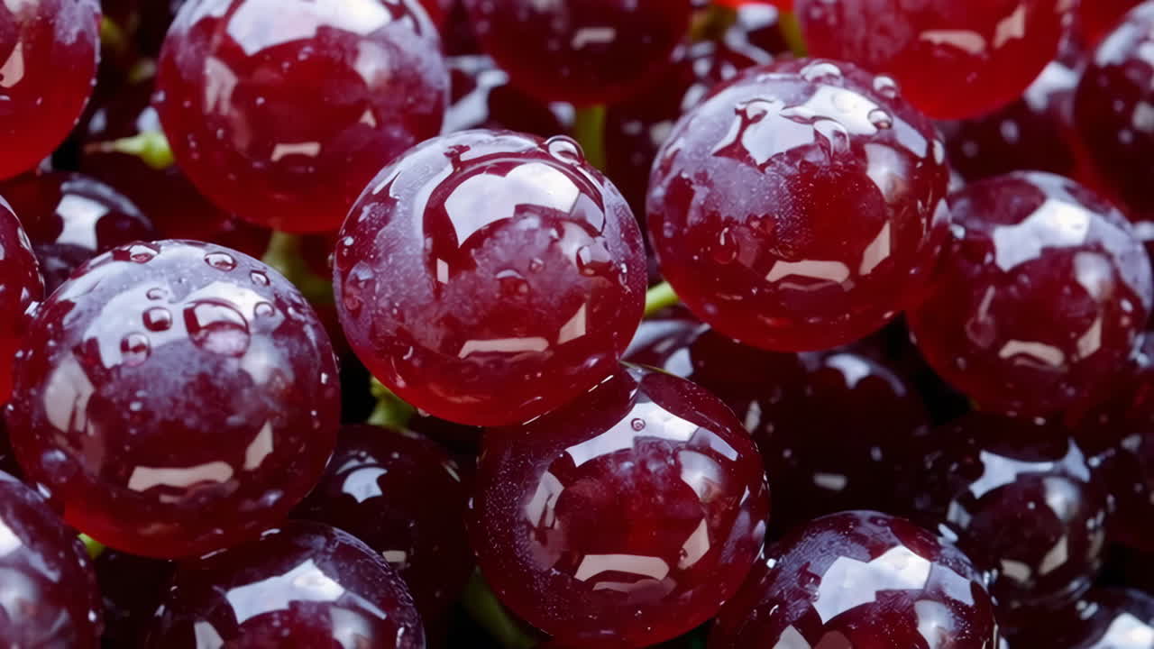 Close-up of Fresh Red Grapes with Water Droplets