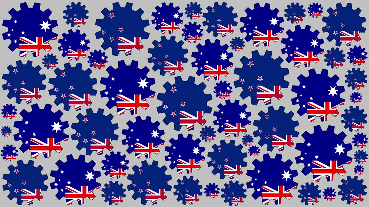 오스트레일리아와 뉴질랜드 발 기어 스피닝 배경