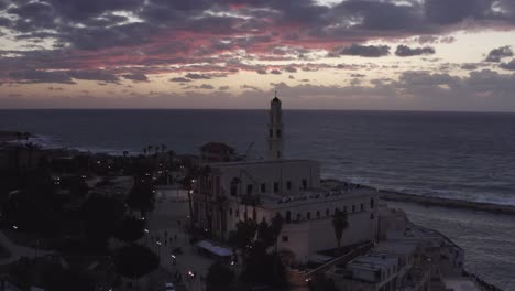 jaffa, israel sunset view from aerial perspective