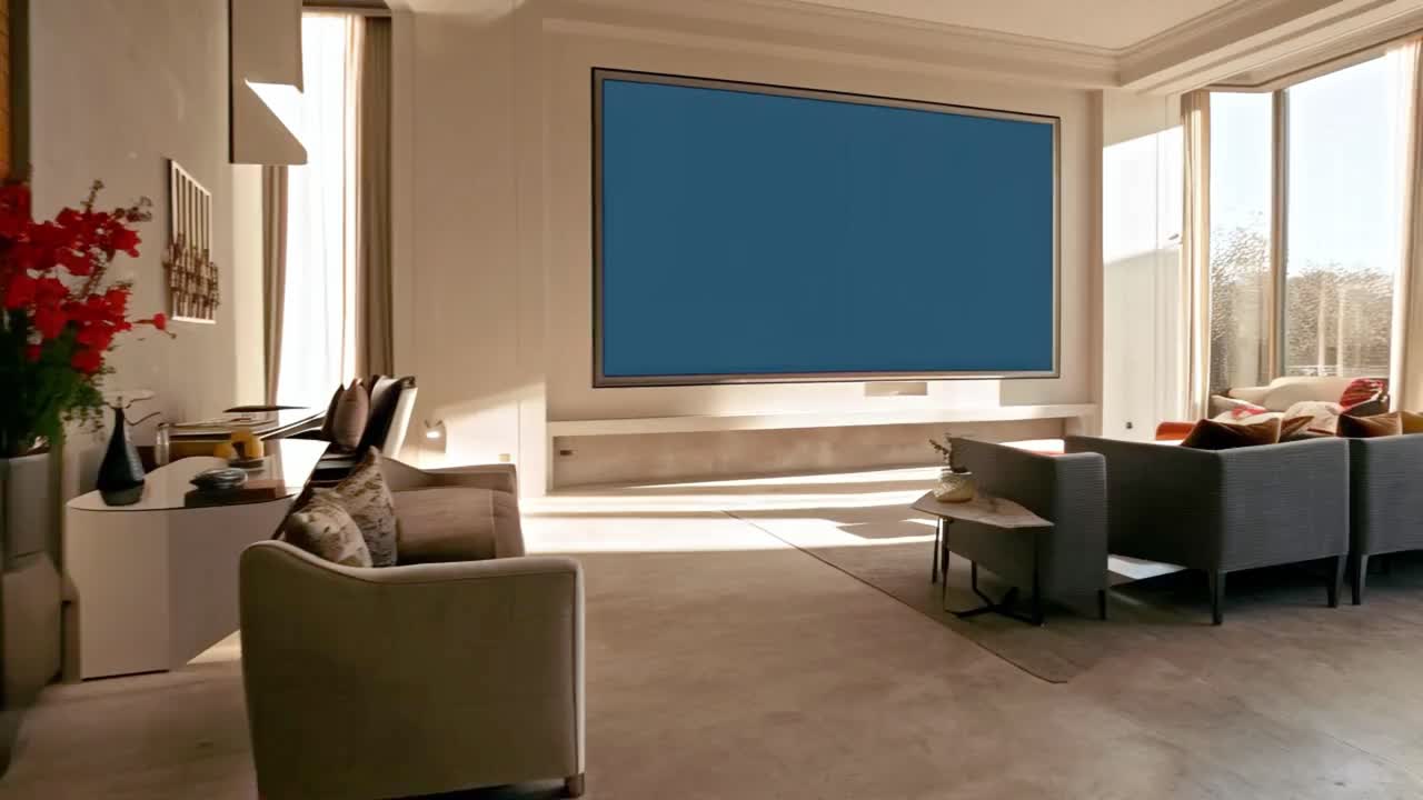 Modern Living Room with Large Screen