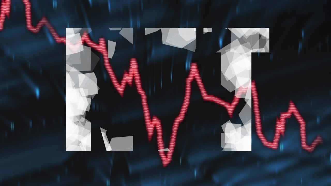Torn-paper reveal starting, white NFT letters appearing then fragmenting, exposing red chart