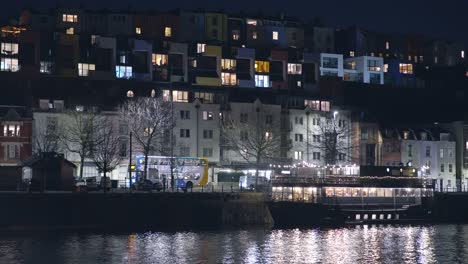 view of hotwells road from bristol harbourside at night 4k