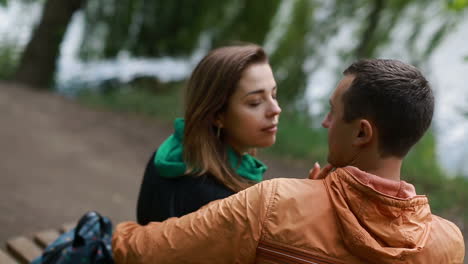 romantic young couple in love having a rest together in nature