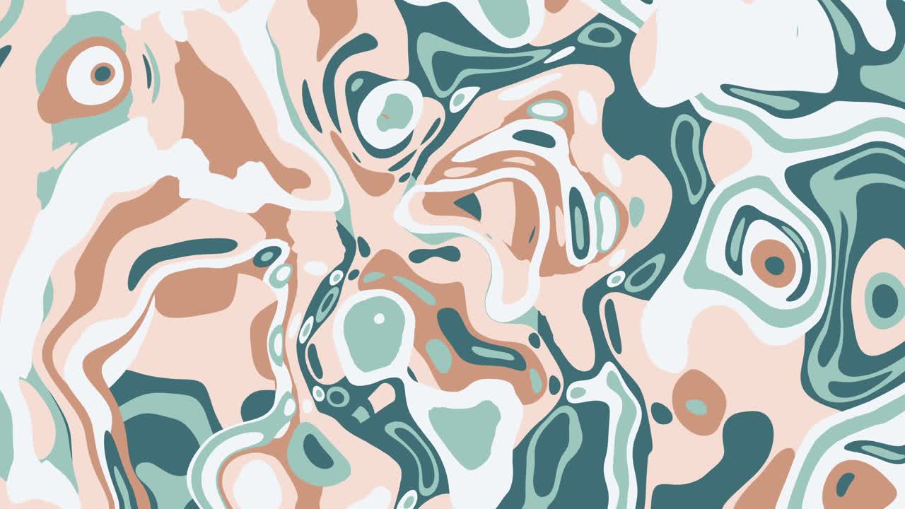 Loopable turbulent background with swirling organic shapes in earthy tones - flowing liquid marble pattern creates dynamic animated background texture