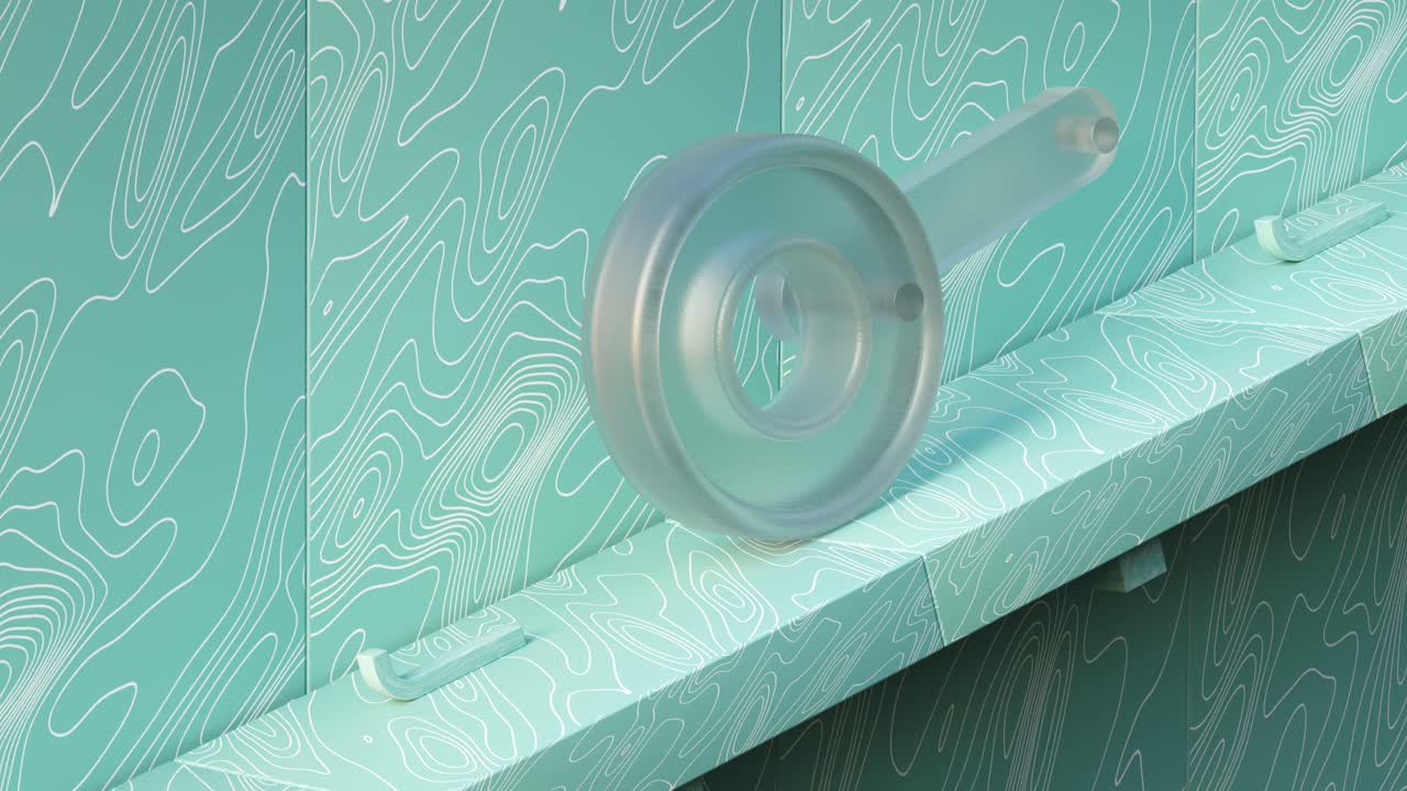 A loopable 3d render animation of transparent bearing rotating and climbing