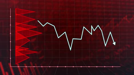 animación del procesamiento de datos sobre diagramas rojos