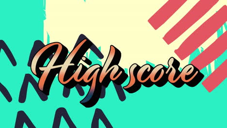 animation of high score text over colorful graphics and shapes