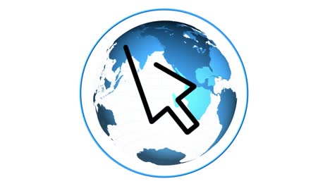 Animation-of-arrow-icon-over-globe