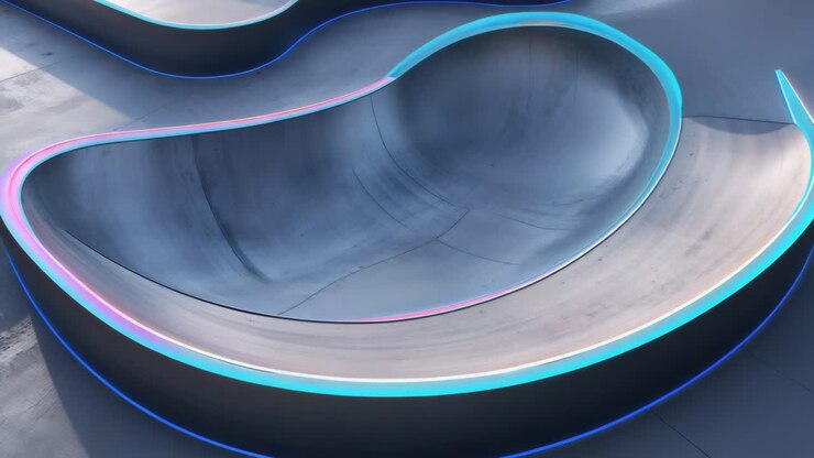Bowl di skatepark illuminata al neon