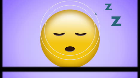 animación del icono de emoji dormido en un fondo púrpura