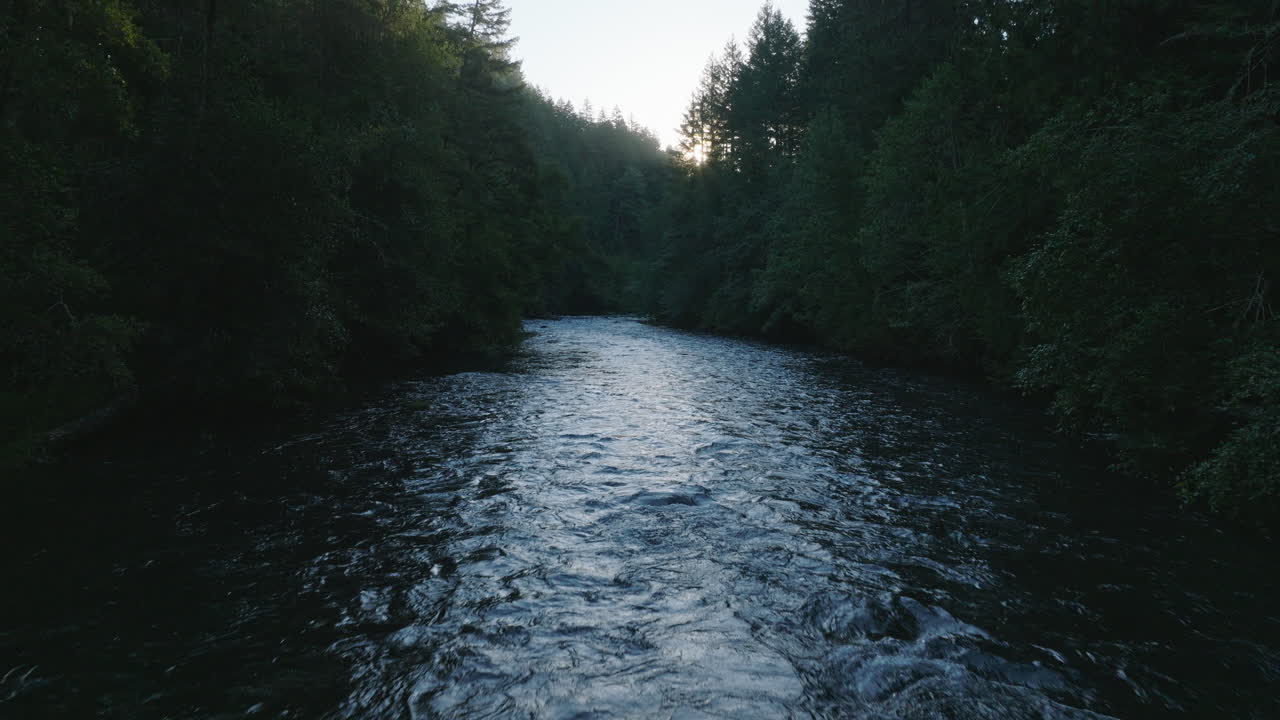 Drone aerial of scenic pristine river in southern Washington State-2