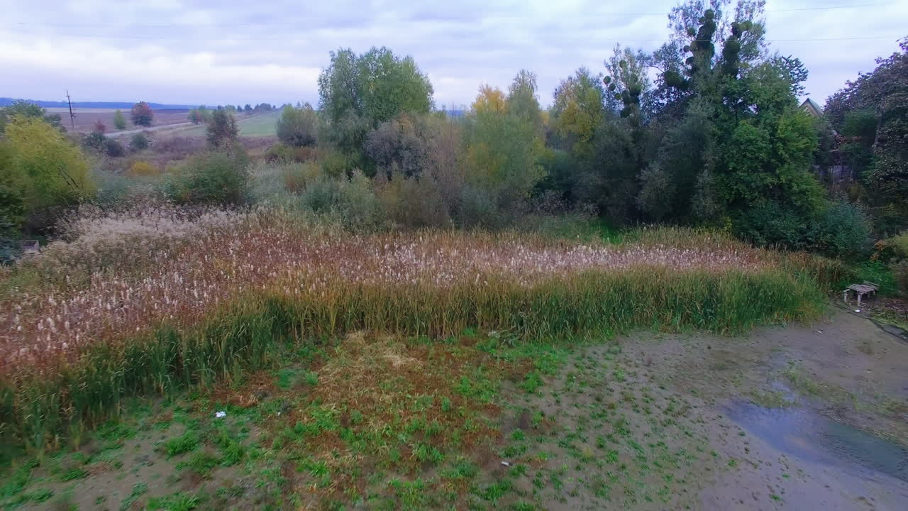 Autumnal Rural Landscape with River and Fields
