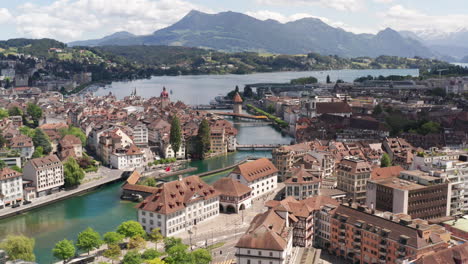 jib up of beautiful city of luzern, switzerland