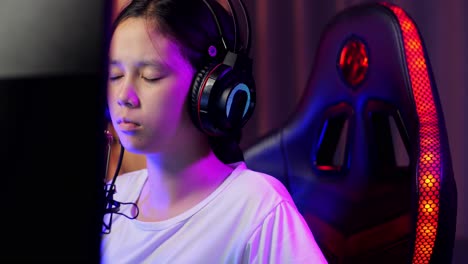 teenage girl streaming or playing video game