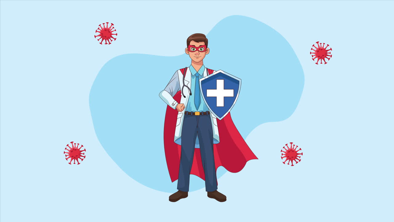 드 캐릭터를 가진 영웅적인 슈퍼 닥터 애니메이션